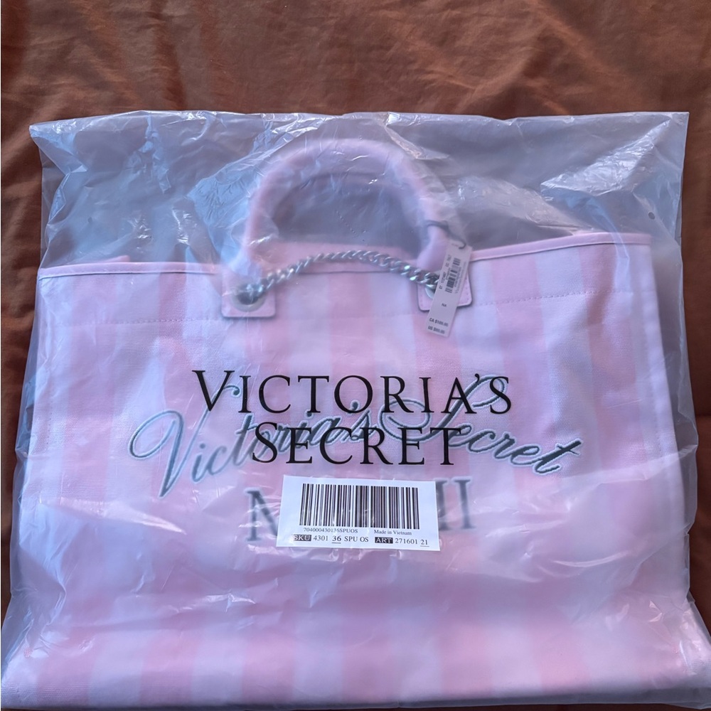 Victoria's Secret Pink Stripe Tote Miami Bag Special Edition